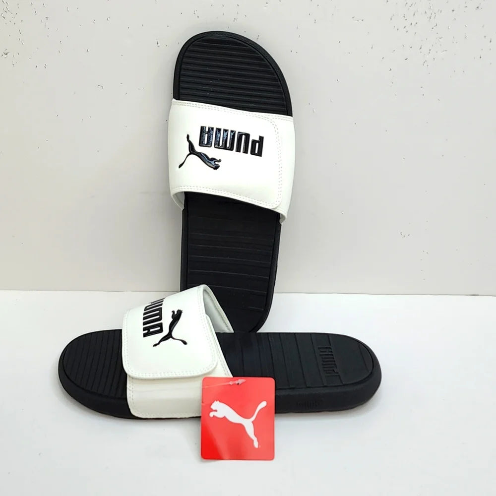 ⭐️PUMA💯 MEN’S FLIP FLOPS,  WHITE AND BLACK, SIZE 10